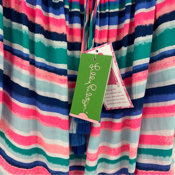 Lilly Pulitzer Off the Shoulder Sain Top in Sandy Shell Stripe Multicolor Size S - Picture 6 of 12